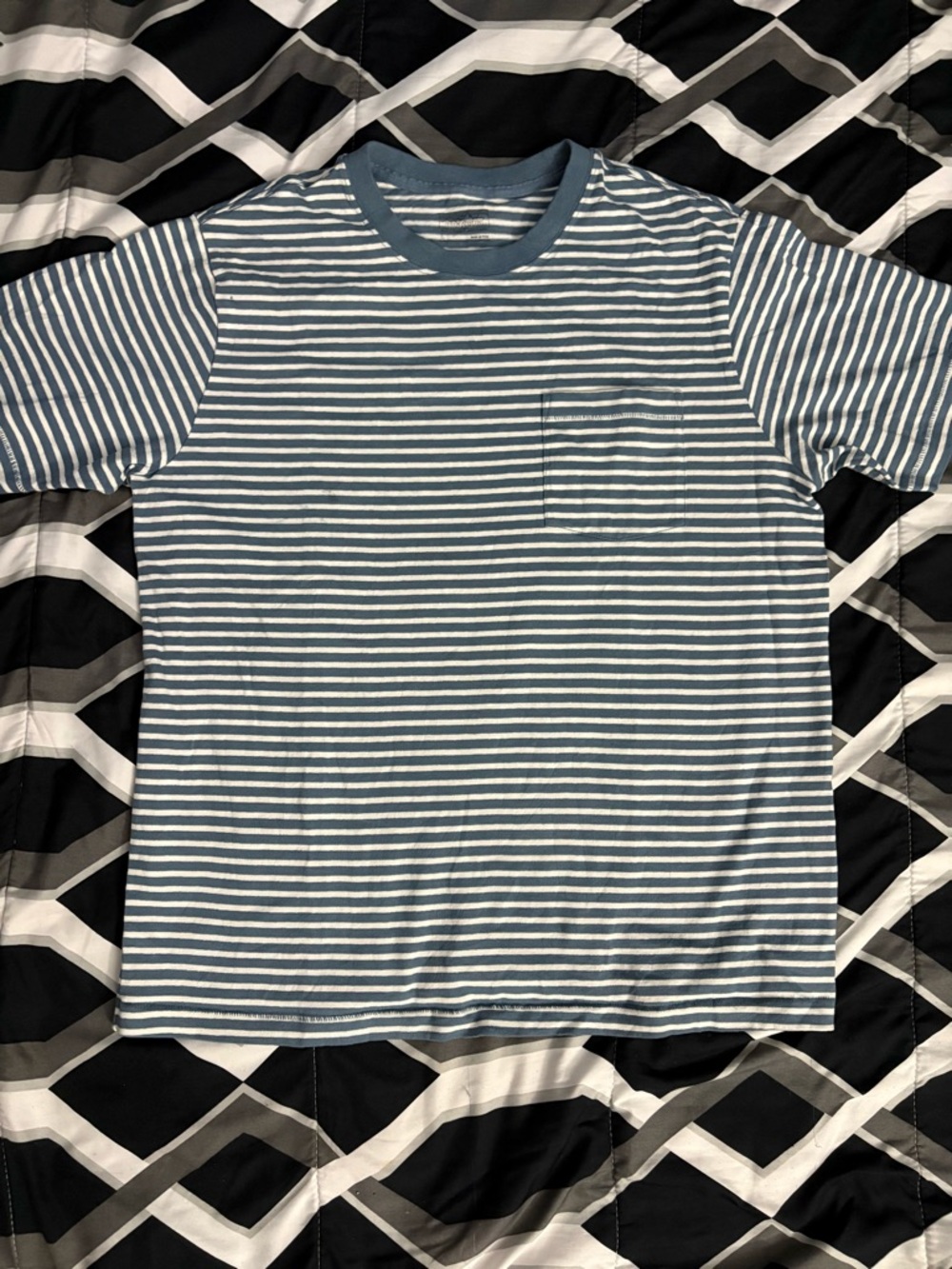 Patagonia Blue and White Striped Short-Sleeve Pocket Tee